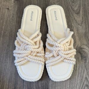 Abound cream ivory rope slide sandals size 8 women new without tags